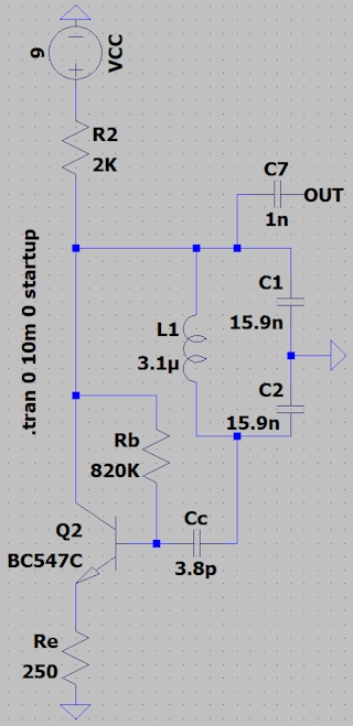 Colpitts Oscillator schematic